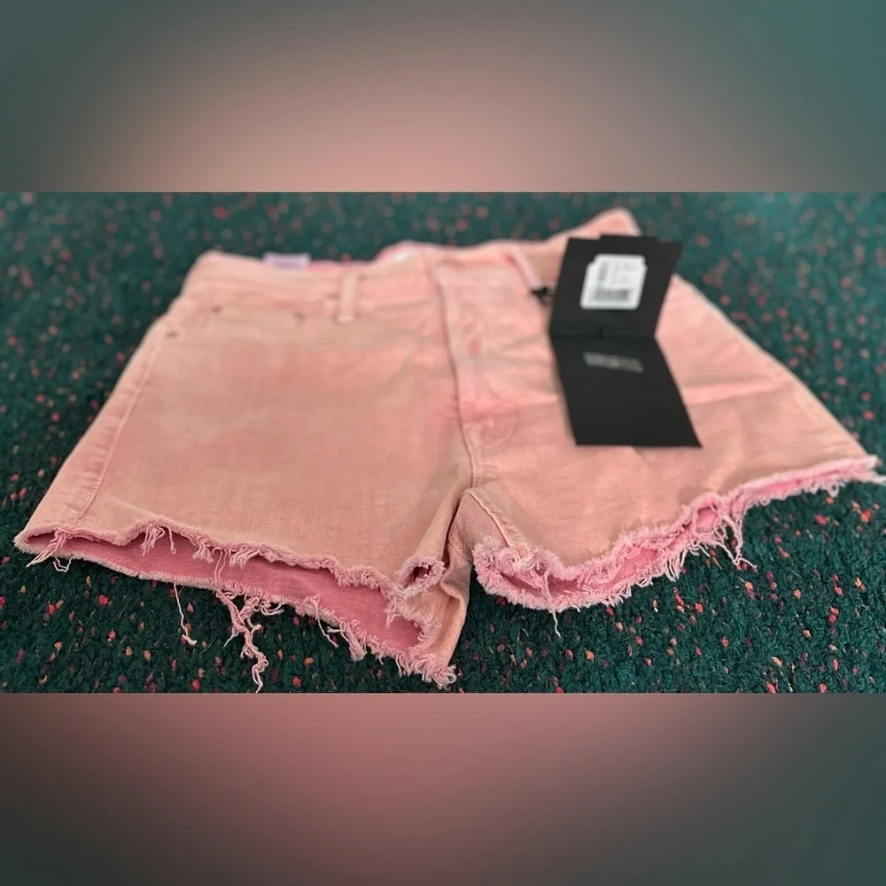 RARE MOTHER NWT The Tomcat Kick Fray Denim Shorts in Into The Midst—26